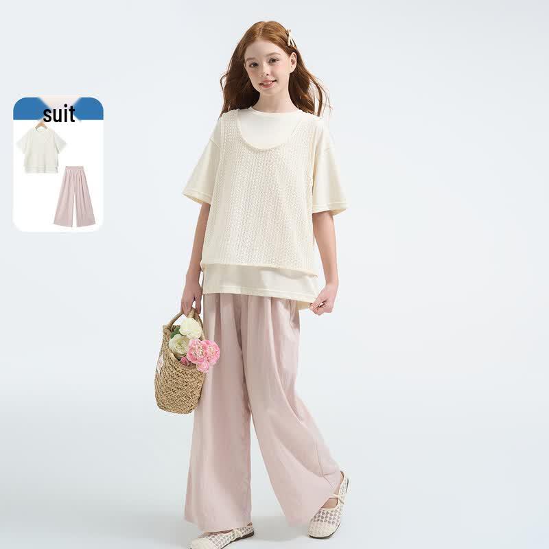 Girls Sweet Knitted Vest & Pants 3-Piece Set 150