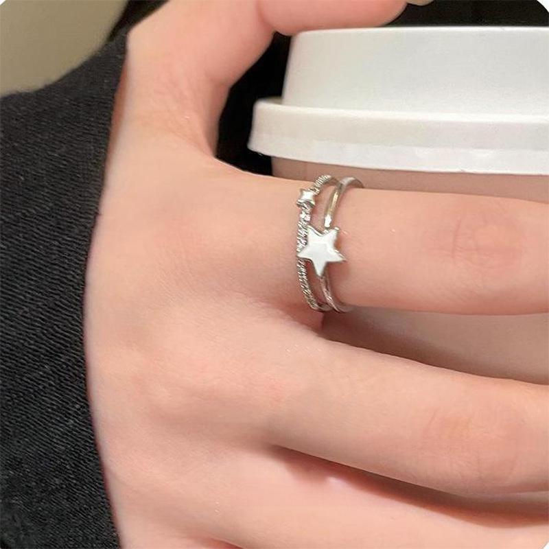 

Zircon drip oil star opening ring exquisite and simple temperament index finger ring versatile niche high-end jewelry