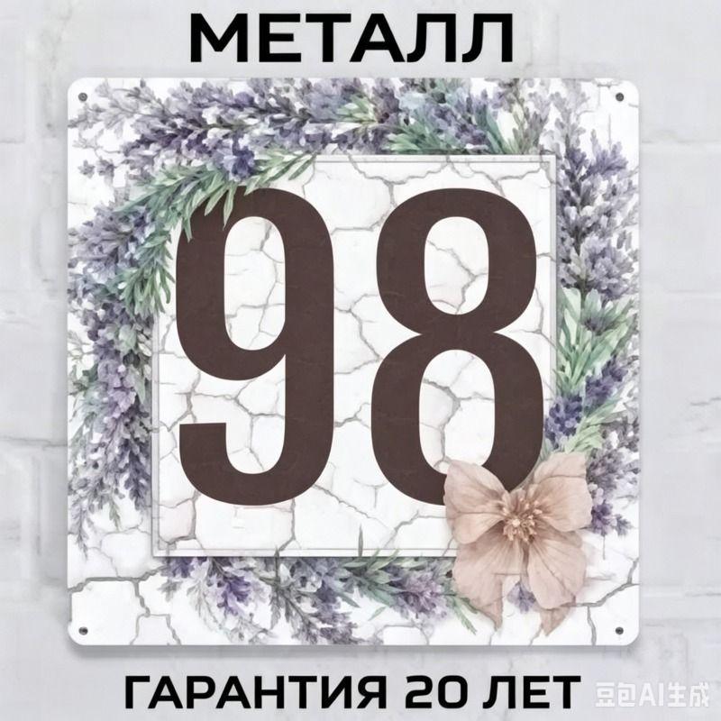 Metallhausnummernschild im Landhausstil Lavendel 20x20cm