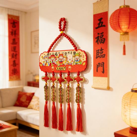 Chinesische Neujahrsdekoration 2026 Jahr des Pferdes Türschild Traditionelles Wandbehang-Ornament mit kleinen Glöckchen für das Frühlingsfest Zuhause Büro Geschäft