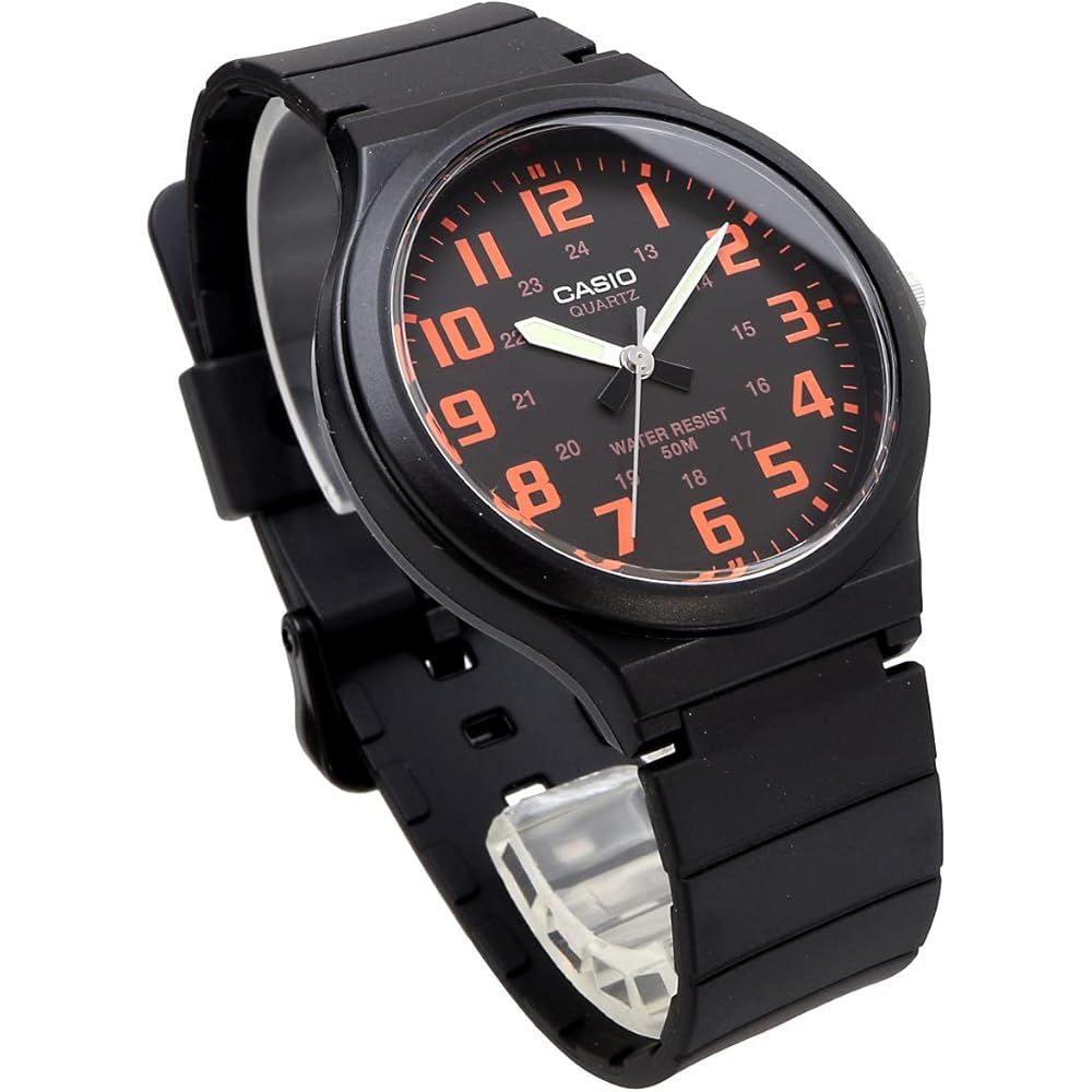 [Casio] Standard STANDARD Analog Quartz Watch MW-240-4BV, No Cosmetic Case, Men's, Black x Orange...