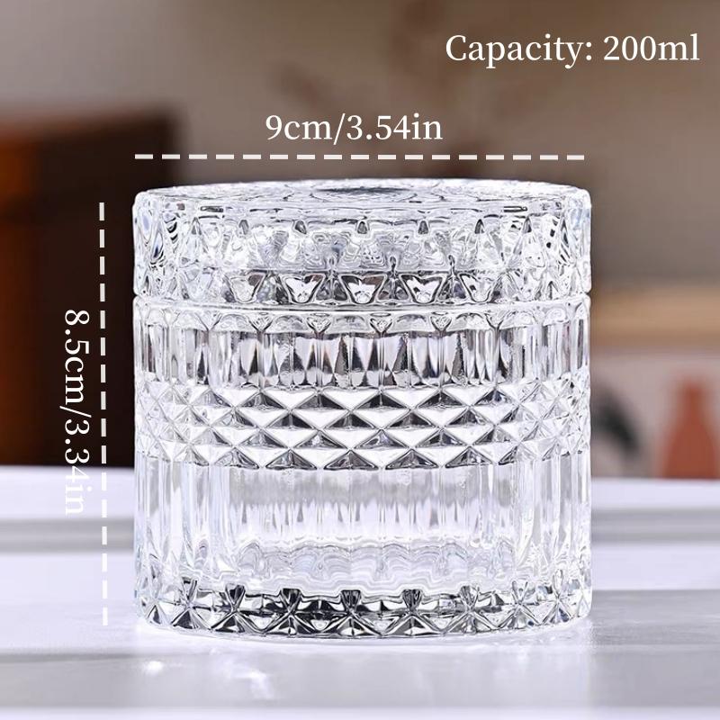 Multicolor Crystal Glass Storage Jar,Candy Glass Jar with Lid Aromatherapy Candlestick Container Home Dressing Table Decoration