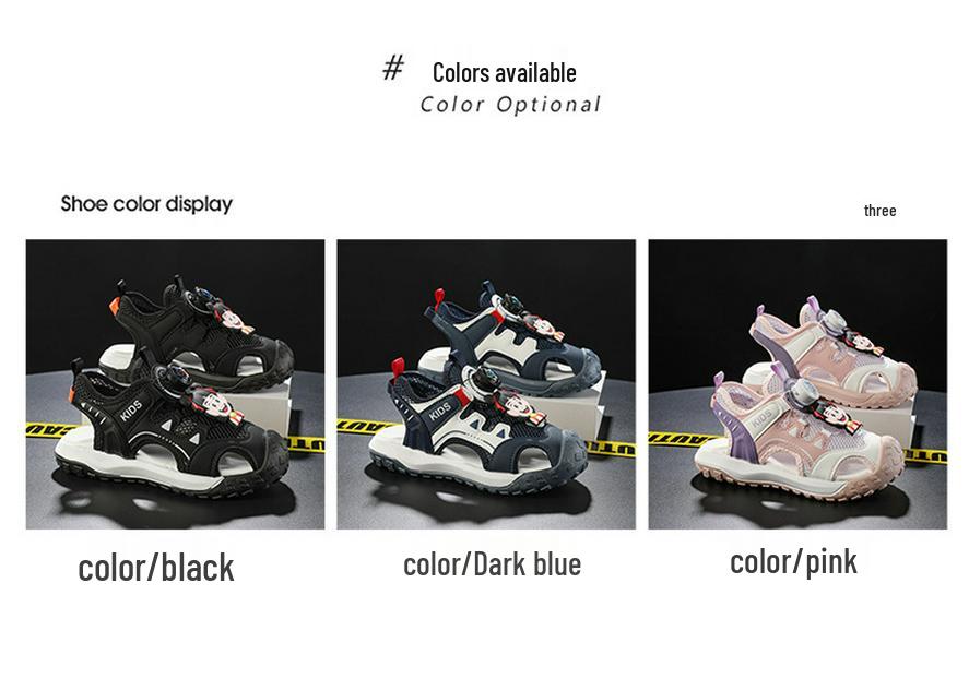 Children's 2025 Summer Rotating Button Closed-Toe Water-Resistant Breathable Sandals