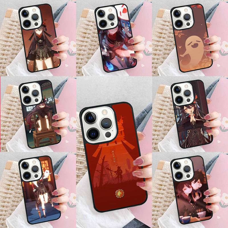 Hu Tao Genshin Impact chibi Phone Case For iPhone 17 Air 15 16e 14 13 Pro Max Coque 12 11 Pro Max PLUS cover