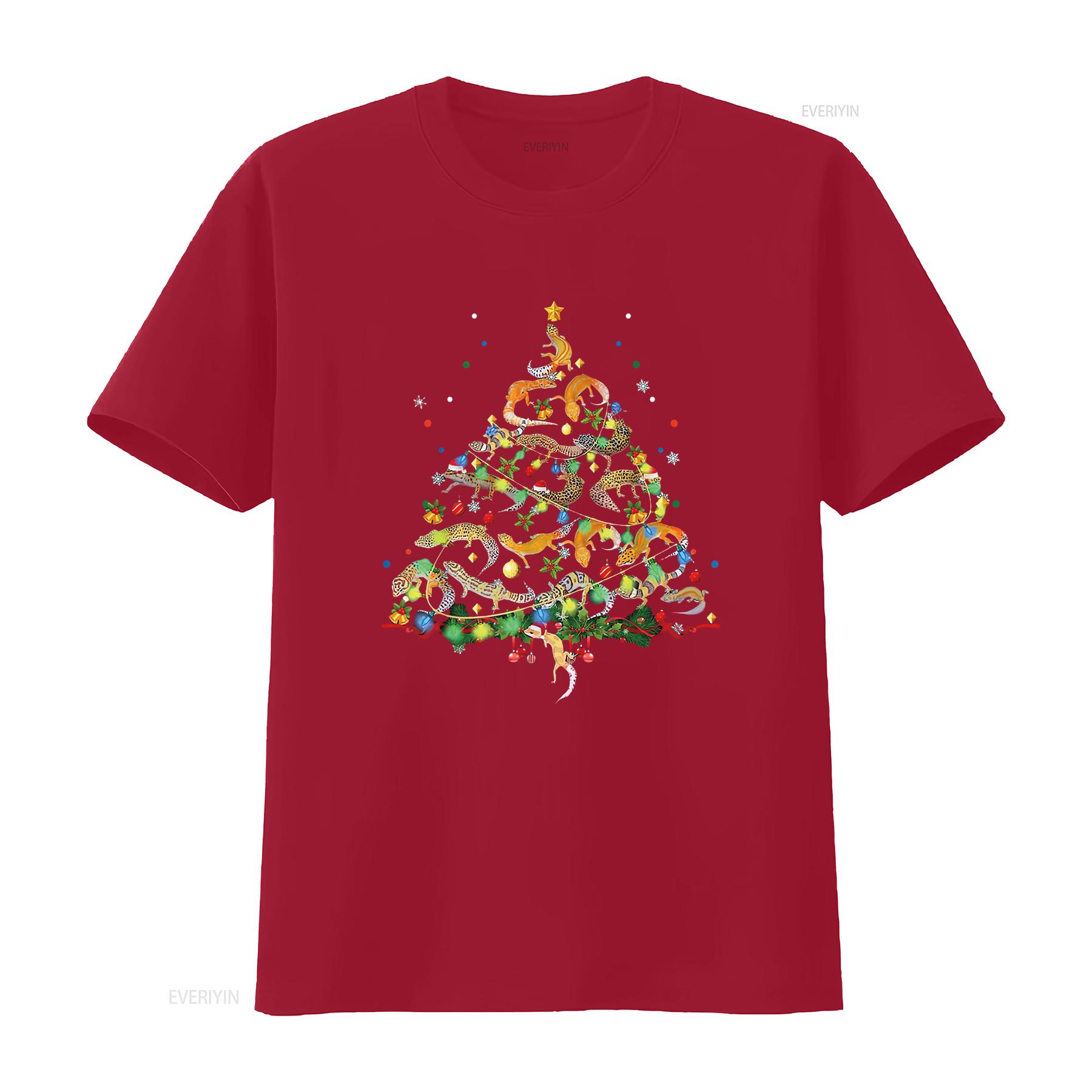 

Womens Leopard Gecko Christmas Tree Funny Marsupial Xmas T Shirt vintage Washed designer clothes Comfortable Stylish fashion S