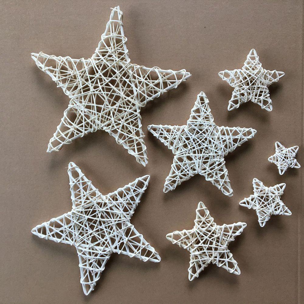 Indonesian Vine Woven Wreaths White Rattan Woven Star Christmas Decoration DIY Handicraft Home Ornaments Wedding Party Supplies