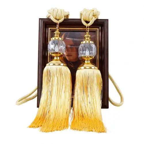 1Pair Retro Style Euro Faux Crystal Tassels Fringe Curtain Tieback Bandage Rope Window Drapes Decoration
