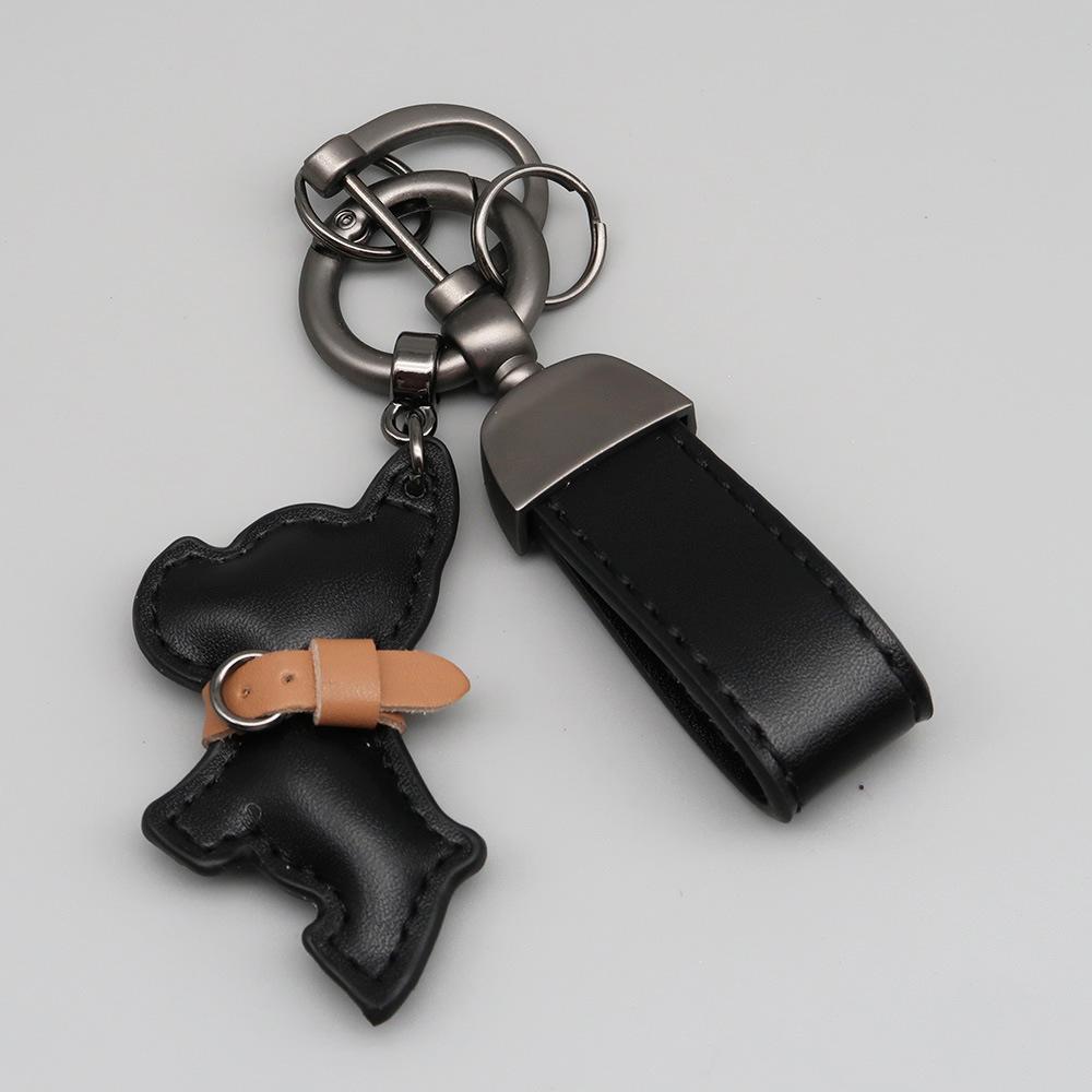 

Trendy Custom Name Metal Leather Dog Keychain Pendant Moto Car Keyring Laser Engrave Text Cartoon Key Ring Chain Women Men Gift Custom-Metal