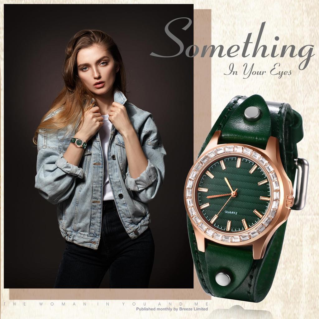 Watch Bracelet Punk Leather Belt Analog Waterproof Leather Belt Casual Business Fashion Watch Green Accessories Birthday Christmas Day Present Women's