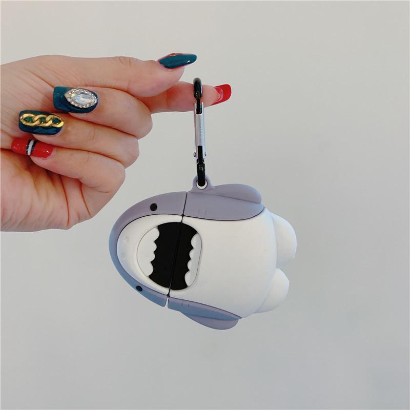 Ins Big White Shark AirPods 4th Generation Pro2nd Generation Protective Cover 3rd Generation Apple Wireless Bluetooth Headset Cover Is Suitable for