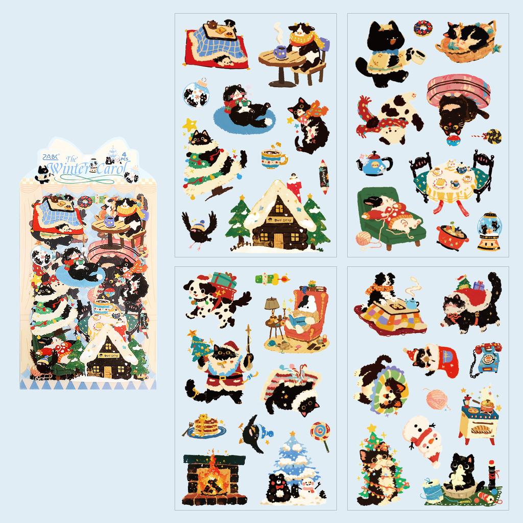 Mengmeng Black Meow Animal Creative Stickers, Cat Account Material DIY Stickers