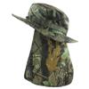 Men's and women's outdoor camouflage sun protection hat neck protection devil hat sunshade UV protection bucket hat leaf shawl hat