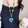 Colorful Beaded Butterfly Heart Necklace - Bohemian Summer Clavicle Chain Accessory