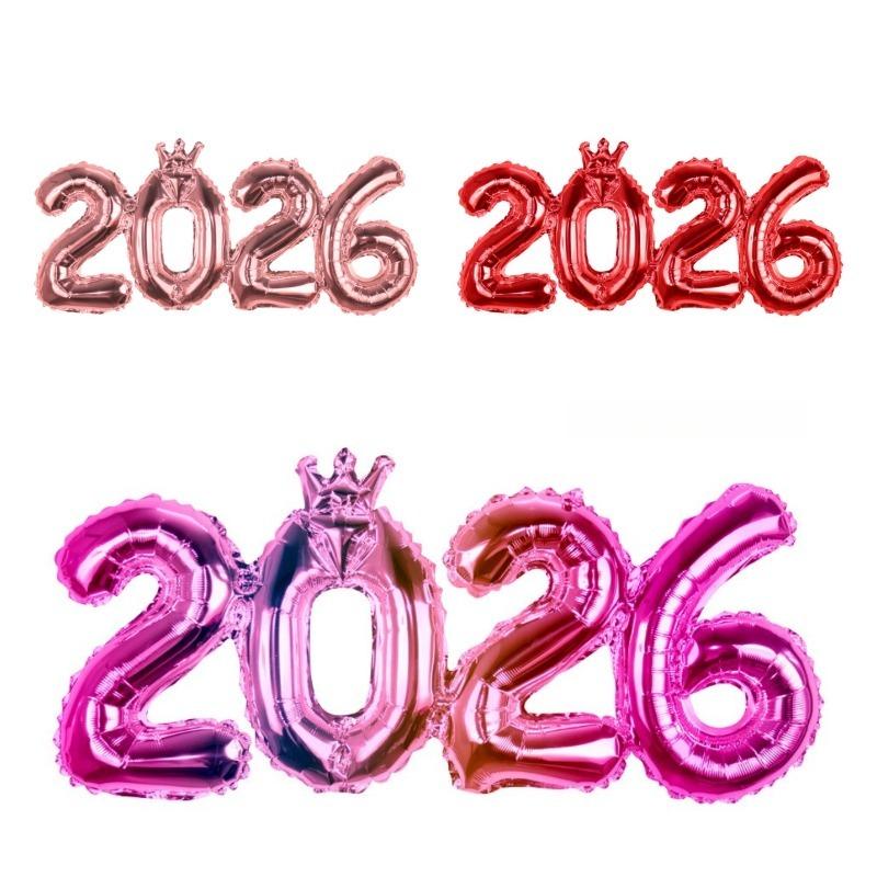 Crown 2026 Digital Aluminum Film Balloon Christmas Decoration for Home Navidad New Year Party Decor New Year Arrangement Props