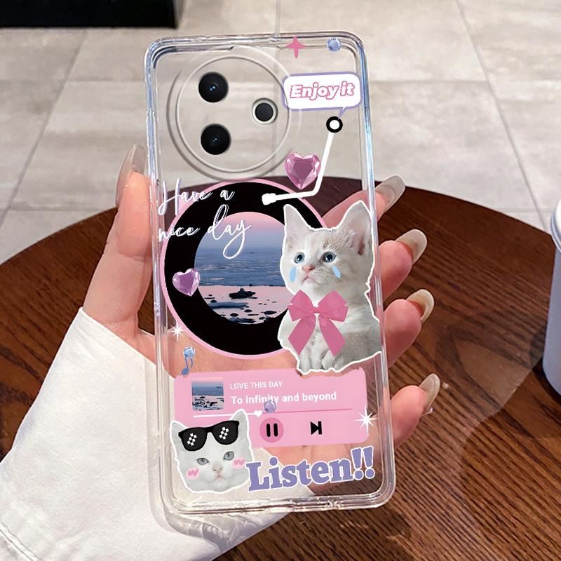 Jelly Casing For Vivo Y39 5G V2443 V2436 Clear Silicone Soft TPU Back Cover Cute Cat Rabbit Heart Phone Case