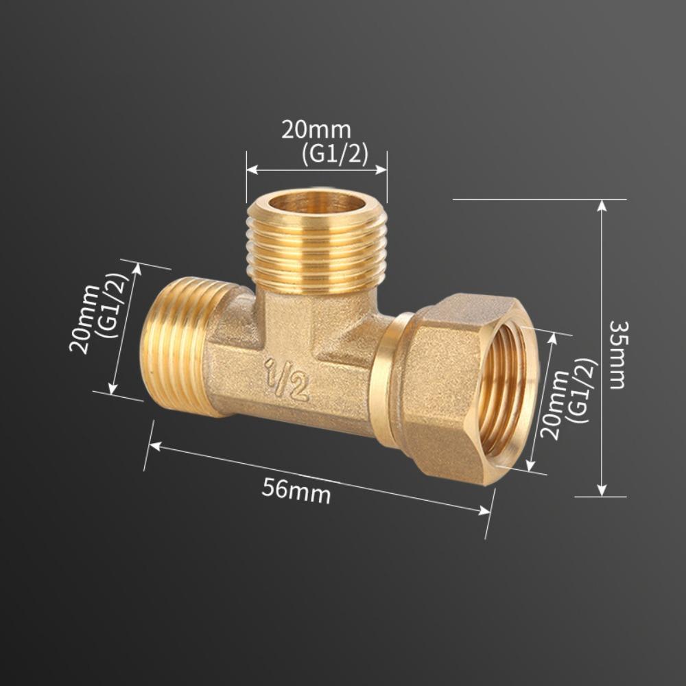 New 1/2 BSP Pneumatic Plumbing Connector Tee Type Male/Female Thread Brass Pipe Fitting Copper Fittings