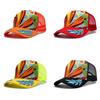 Colorful Leaf Embroidered Mesh Baseball Cap Outdoor Breathable Protection Sun