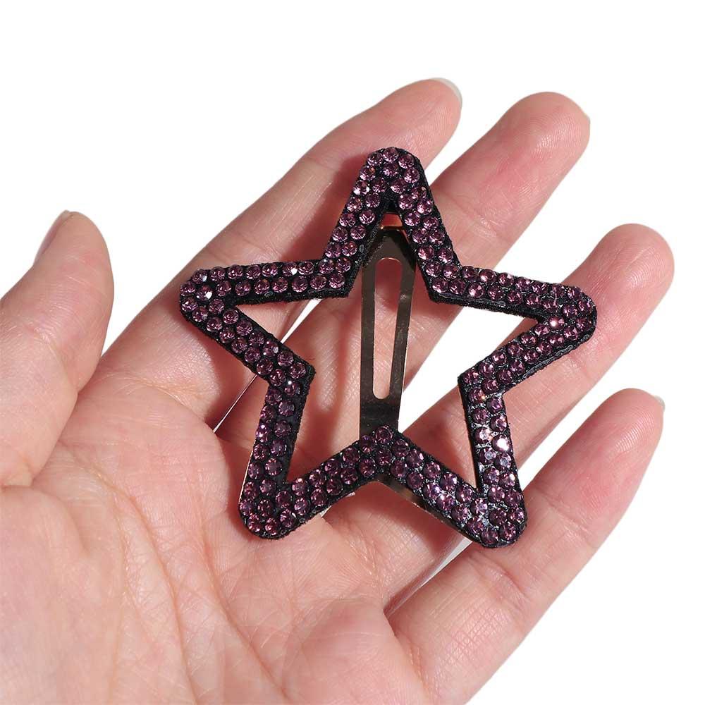 Geometric Rhinestone Star BB Clip\ Metal Hollow Hair Clip Elegant Star Side Clip  Girls
