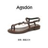 Augustine Flat Sandals Women's Summer Wear 2025 New Retro Casual Beach with Skirt Roman Slippers