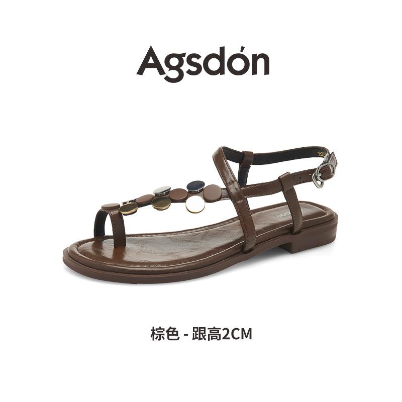 Augustine Flat Sandals Women's Summer Wear 2025 New Retro Casual Beach with Skirt Roman Slippers