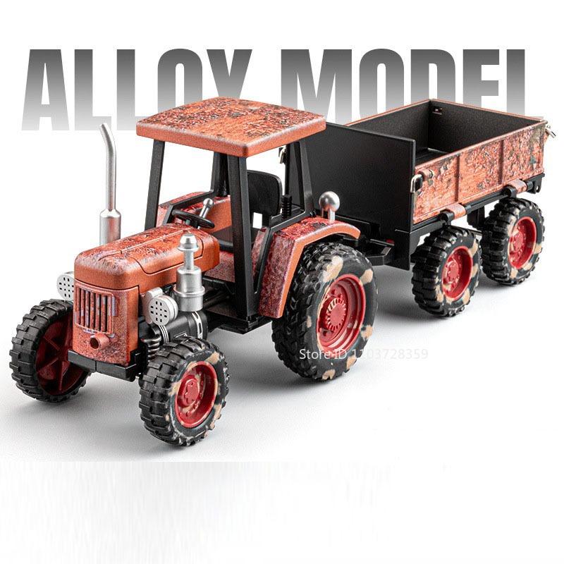 1:32 Trattori a Ruote Modelli Giocattolo Lega Metallo Pressofuso Trattori Agricoli Suono Luci Tira e Ritorna Ruote in Gomma Modelli Giocattolo per Regali Bambini