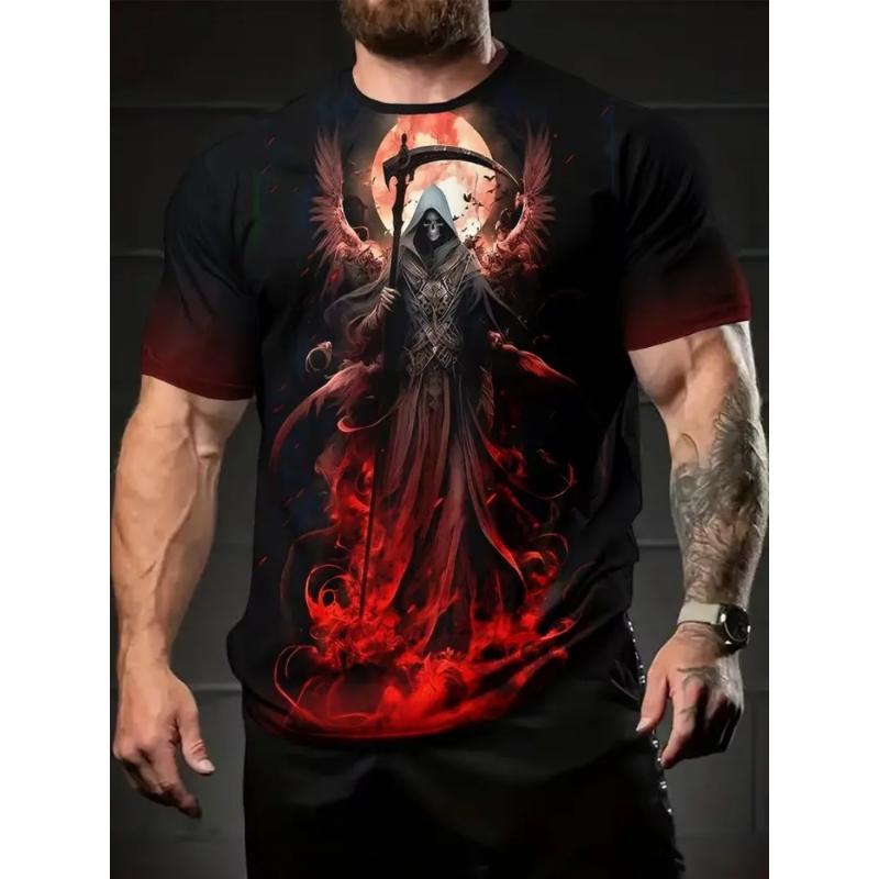 Modisches Herren-Rundhals-Kurzarm-3D-Casual-Farbprint-Casual-Kurzarm-Rundhals-T-Shirt