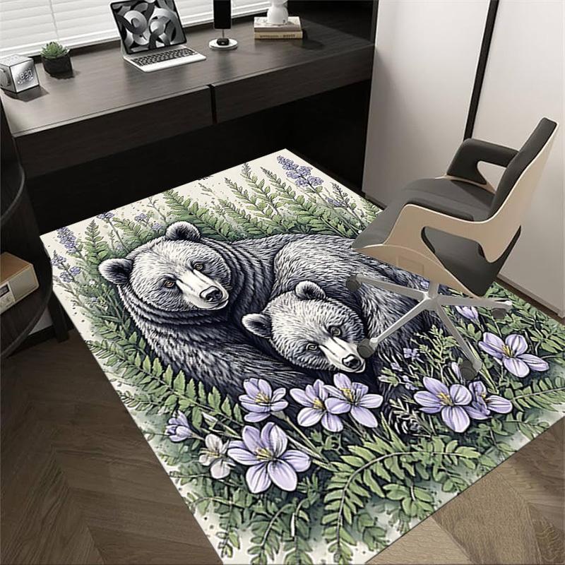 

1PC Bear Family Non-Slip Floor Carpet Compatible for Office&Living Room&Dining room - Flat-Weave Machine- Soft & Pattern-E251 60cm by 90cm