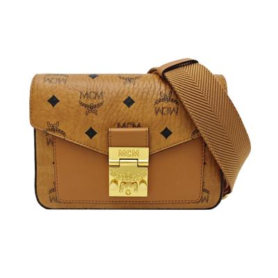 [Pre-Owned] Millie Visetos Metallic Hardware Laurel Leaf Lock Monogram Smooth Envelope Crossbody Bag Coated Canvas Napa Leather Sh - Excellent #KZJERP
