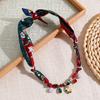 Women Scarf Necklace Convertible Printed Scarf Chocker Necklace Scarf with Flower Faux