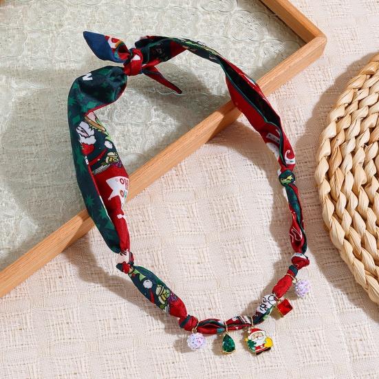 Women Scarf Necklace Convertible Printed Scarf Chocker Necklace Scarf with Flower Faux
