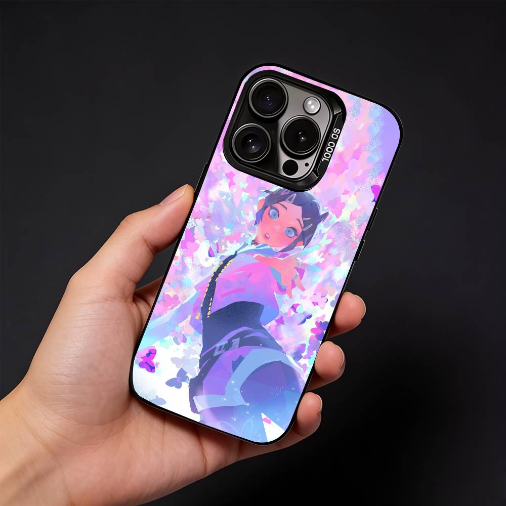 Game V-Valorant Phone Case For iPhone17, 16,15,14,13,12 Pro Max Black Candy Matte Shockproof Cover