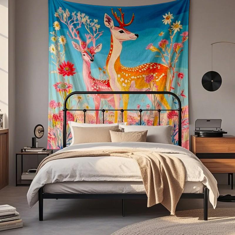 Digital Printed Deer Wall Tapestry Bedroom Living Room Decor Soft Fabric Hanging Art Decorative Cover