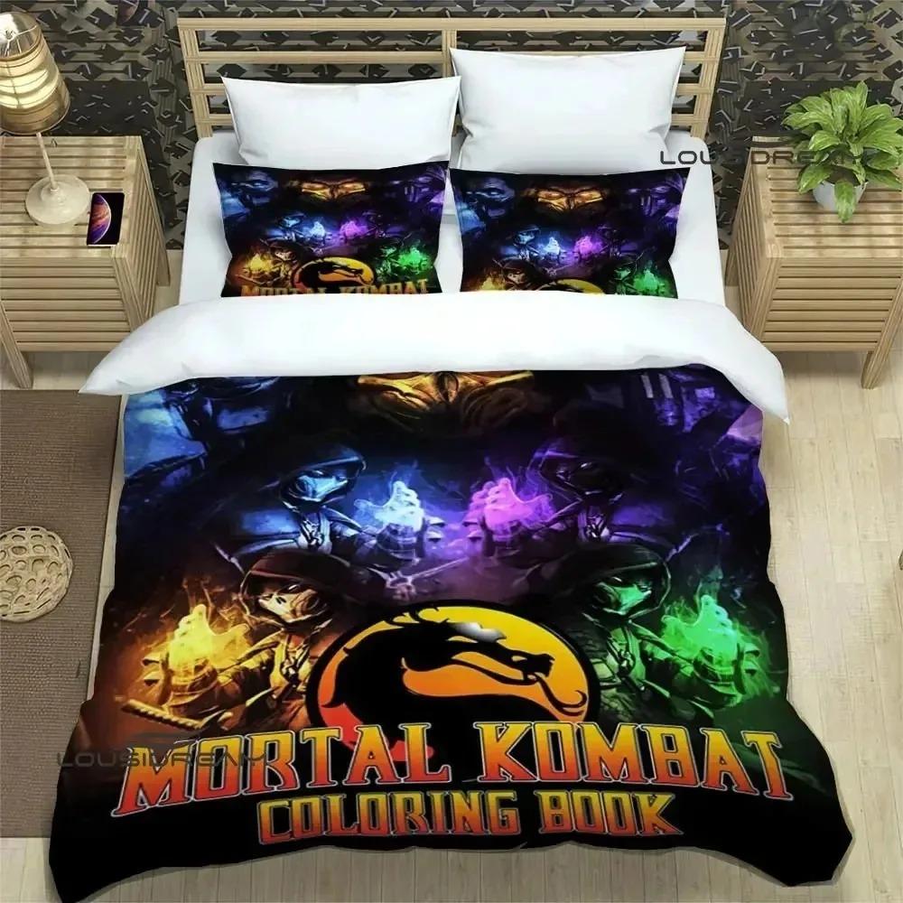 

Мультяшні постільні комплекти Mortal Kombat Вишуканий набір приладдя Підковдра Комплект ковдри для ліжка Постільна білизна Розкішний подарунок на день народження EU King 240x220cm
