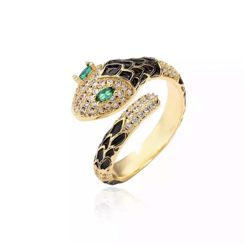 Women's adjustable copper micro-inlaid zircon gold ring
