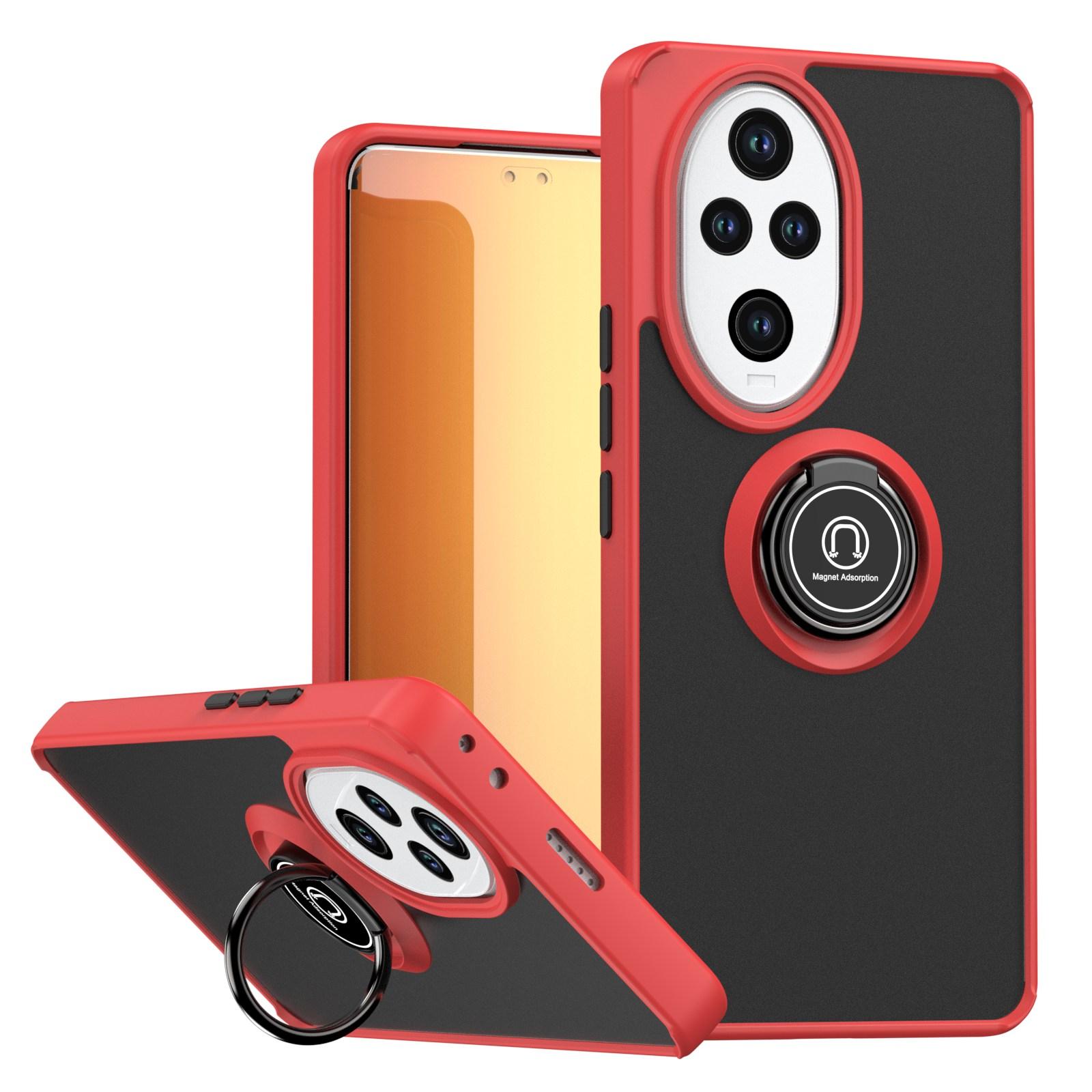 

Новый противоударный вращающийся чехол-подставка для Honor 200 Pro с металлическим кольцом и магнитным автомобильным держателем For Honor 200 Pro красный