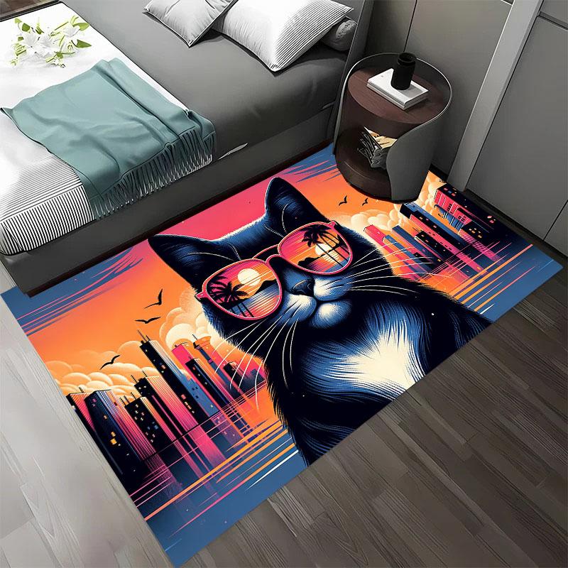 3D Printing Cat Large Area Carpets for Home Living Room  Children's Bedroom Sofa Doormat Kitchen Floor Rugs Anti-slip Decor Gift