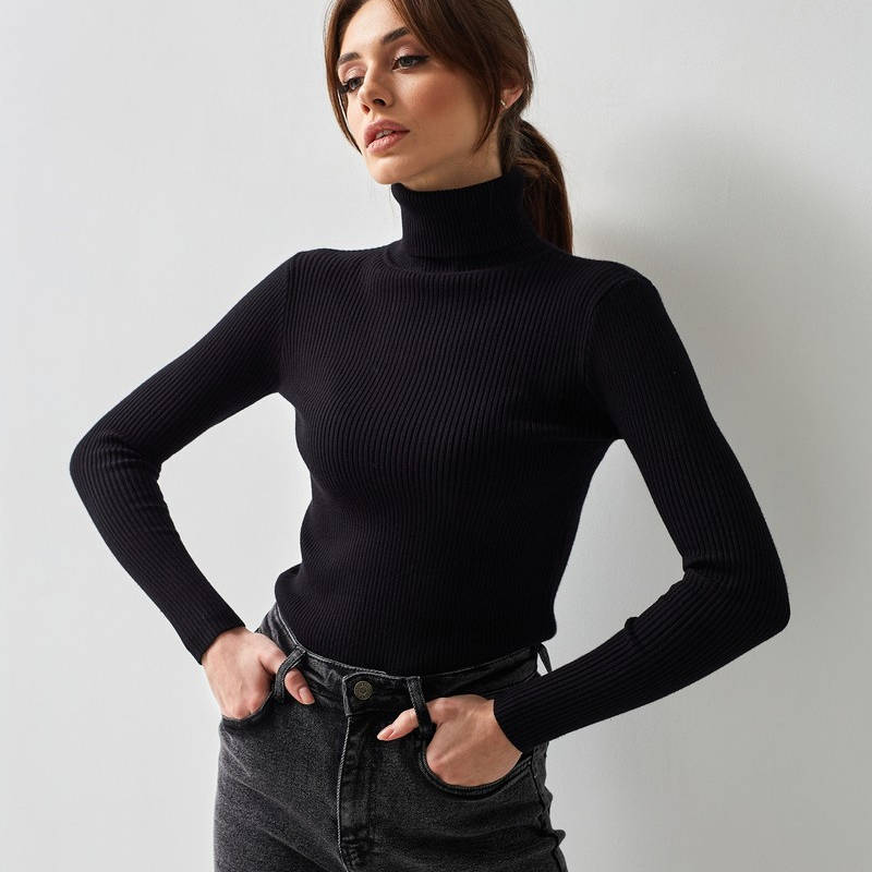 Turtleneck Bottoming Shirt Women Long Sleeve Pullover Sweater Sweaters