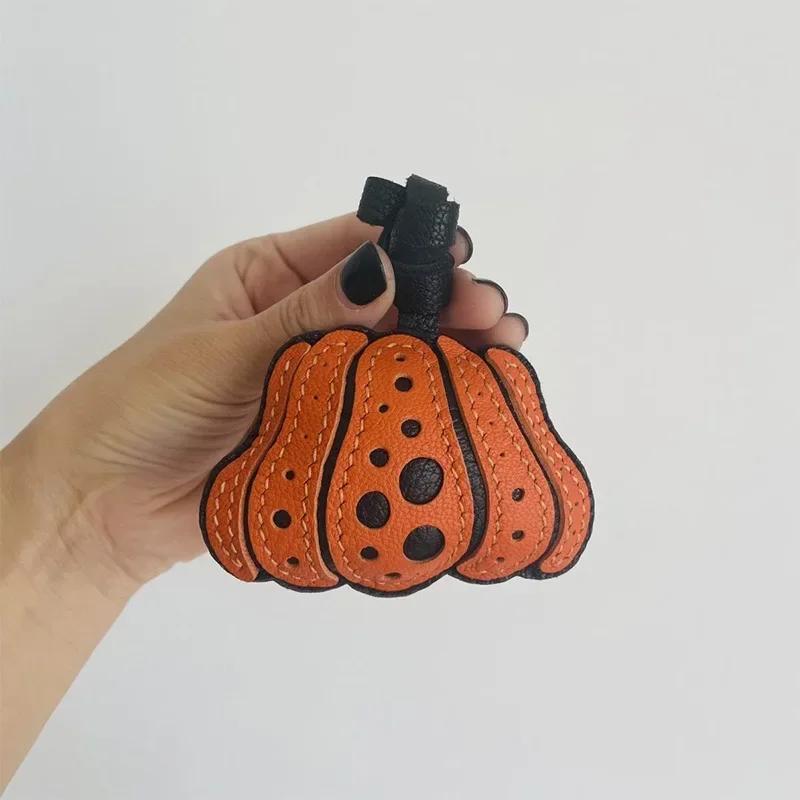 Handmade Genuine Leather Cute Small Flame Bag Pendant Car Key Chain Rope Ring Scarecrow Pendant Decoration New Pendant Bag Charm