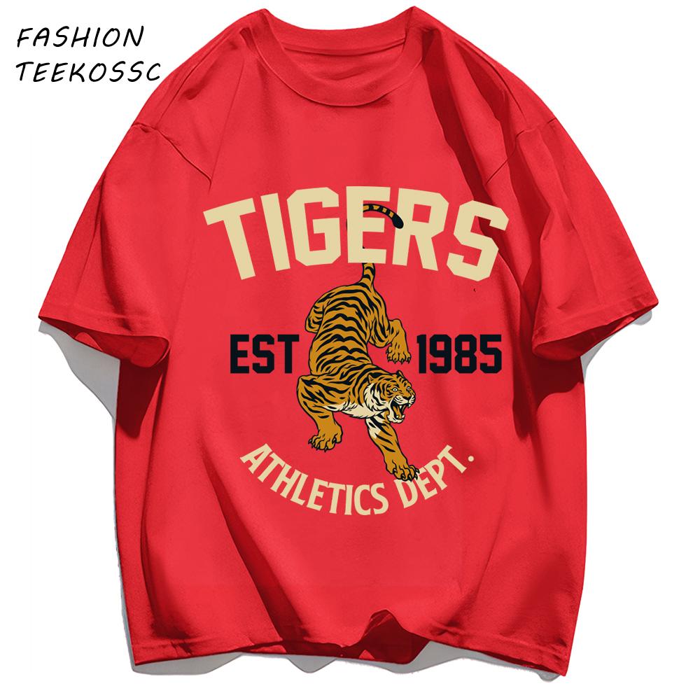 Tigers Est 1985 Sport Pattern T Shirt Men Comfortable Loose TShirt Summer Casual Y2K Short Sleeve Cotton AllMatch Clothes