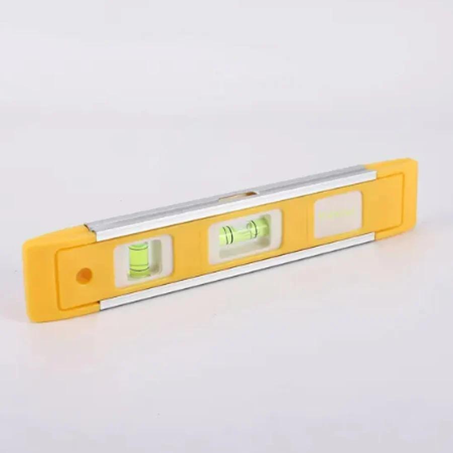 1PCS Aluminum Alloy Strong Magnetic Horizontal Bubble Mini Three Type Level Gauge жёлтый