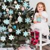 Winter Blue Snowflake Ornaments with Ropes Christmas Silicone Pendants Hanging Tree Decor for Home Party