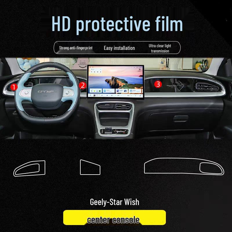 TPU Center Console Protective Film for Geely Xingyuan Dashboard & Navigation Screens (25 Models)