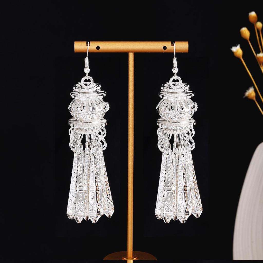 Miao Long Silber Quastenohrringe: Ethnischer Stil, Leichter Luxus, Übertriebenes Design für Frauen