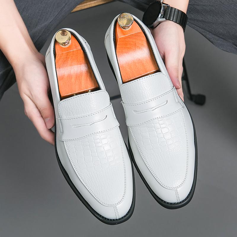 Mocassini da Uomo Stile Street Bianco Formali da Business Matrimonio Abito da Ballo Blazer Smoking Scarpe da Festa Taglie Forti