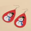 Red Bottom Christmas Snowman Hat & Scarf Pattern Leather Earrings - Unique, Simple Design for Women