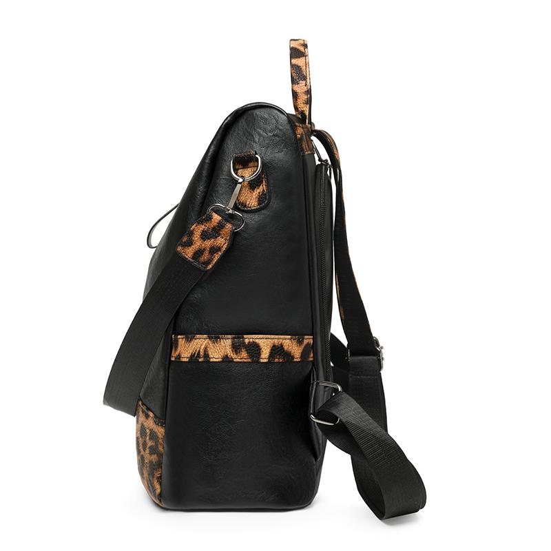 Women's Large Capacity Travel Backpack Retro Leopard Print Backpack Multifunctional Shoulder Bag