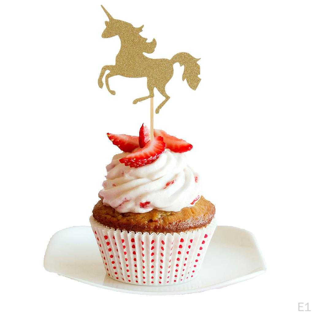12 Pack Glitter Cupcake Toppers Food Picks Kids Birthday Party Decor