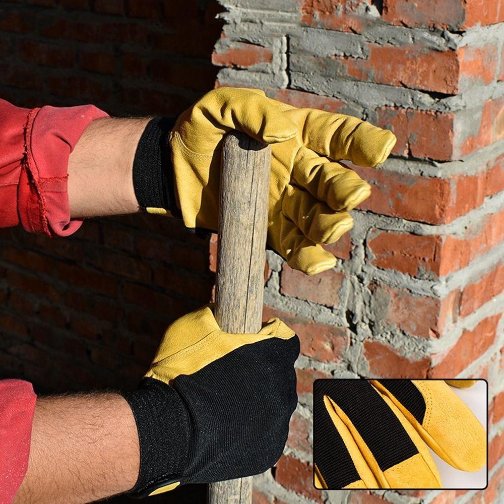 Thickened Leather Work Gloves Wear-Resistant Safety Gloves Practical Industrial Gloves Garden Work