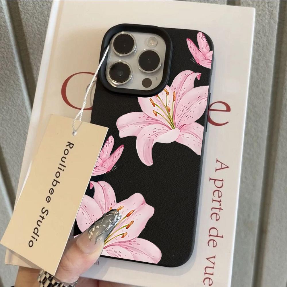 HOT Luxury Hibiscus Flower Lemon Lichee leather pattern Phone Case For iPhone 17 16 15 14 13 12 11 Air Pro Max Plus X XR XSMax