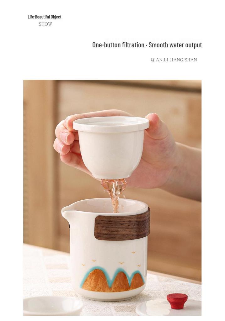 National Trend Ceramic Travel Tea Set - Portable Business Souvenir, Cultural Creative Gift with Custom Logo Option